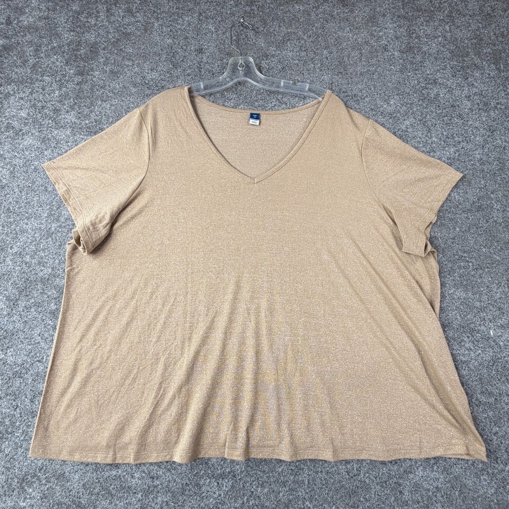 Old Navy Luxe Blouse Top‎ Womens 3X Brown Rayon V Neck Streetwear Casual Outdoor